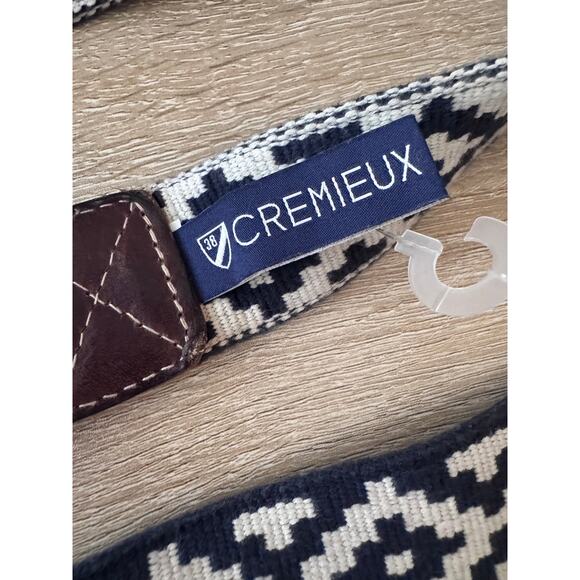 Cremieux Patterned Cotton Leather Trim Belt -  43" Long - Picture 5 of 7